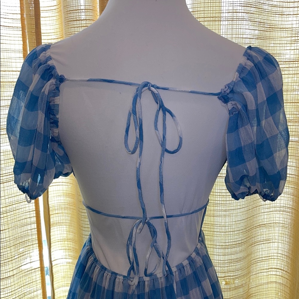 Princess Polly Blue and White Checkered Backless Dress - Picture 7 of 11